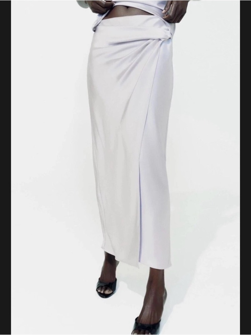 Zara Elegant Silvery Knot-Detail Maxi Skirt